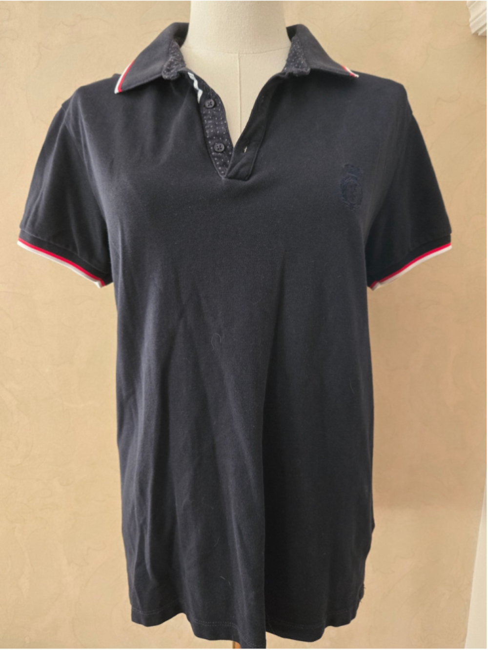 Men's Zara Polo Shirt Size M Black White Trim